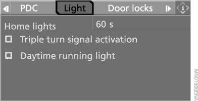 5. Выберите „Daytime running light“ (Постоянный ближний свет) и нажмите на контроллер.