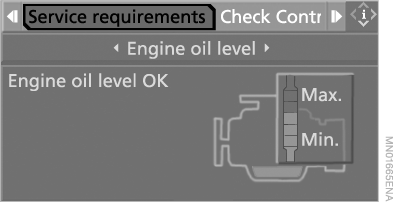 5. Выберите „Engine oil level“ (Уровень масла в двигателе) и нажмите на контроллер.